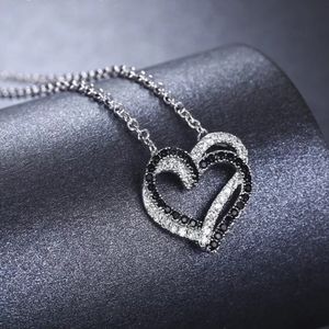 925 starling silver double heart pandent necklace